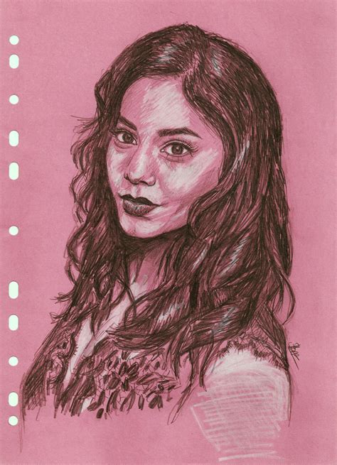 Vanessa Hudgens Two Tone Drawing On Pink Paper By Tofiepie On Deviantart