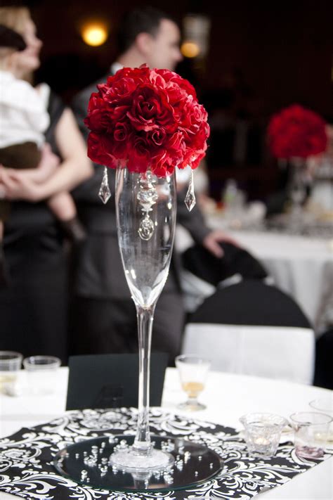 Reception Flowers And Decor Red Centerpieces Centerpiece Crystals