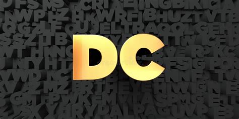 Dc Gold Text On Black Background 3d Rendered Royalty Free Stock