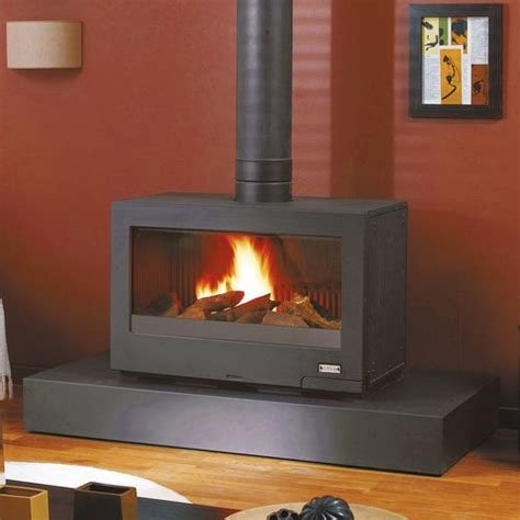 Poêle à Bois Shasta Godin Export 14 Kw Contemporain En Fonte