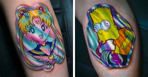 Holographic Sticker Tattoos Look Like Theyre Peeling From Skin