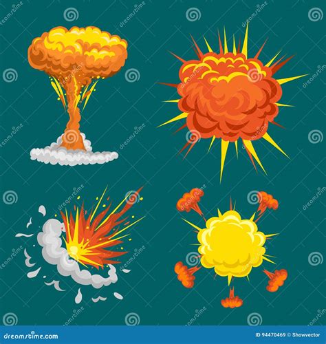 Cartoon Explosion Boom Effect Animation Game Sprite Sheet Explode Burst Blast Fire Comic Flame