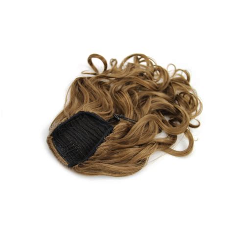 14 Inch Favourable Drawstring Human Hair Ponytail Curly 8 Ash Brown