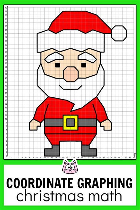 Christmas Math Coordinate Graphing Pictures Santa Elf Gingerbread