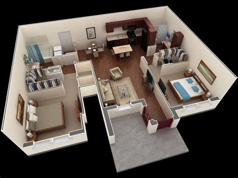 Maybe you would like to learn more about one of these? 20 Awesome 3D Apartment Plans With Two Bedrooms - Part 2