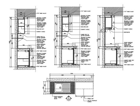 House Kitchen Constructive Section Cad Drawing Details Dwg File Cadbull