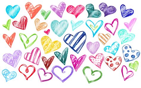 Colorful Doodle Hearts Clip Art Hand Drawn Heart Clipart Doodle Clip