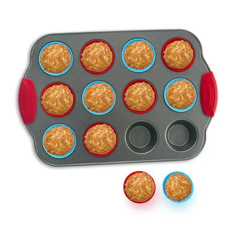 12 Cup Mini Muffin Pan With Silicone Muffin Cups Set Of 12 By Boxiki