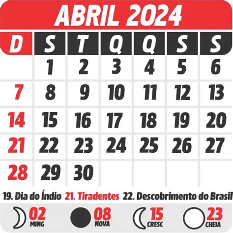 Calendário 2024 Abril Imagem Legal