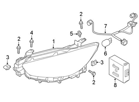 Click on the image to enlarge, and then save it to your computer by right clicking on the image. Mazda CX-5 Headlight Wiring Harness. LED. Front - KA0G510K6 | Mazda Online Parts, Orland Park IL