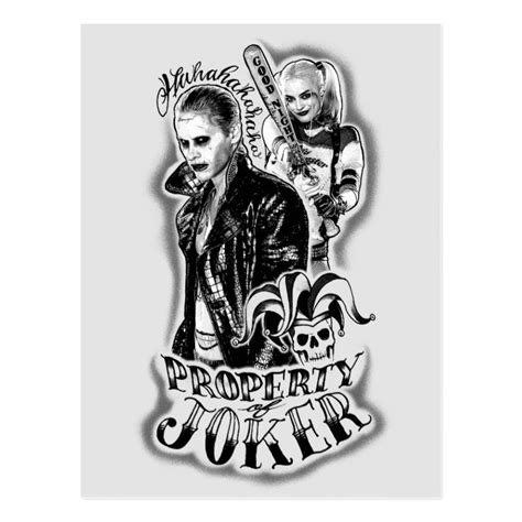 Suicide Squad Joker And Harley Airbrush Tattoo Postcard