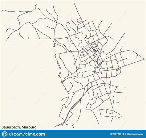 Street Roads Map Of The Bauerbach District Marburg Stock Vector