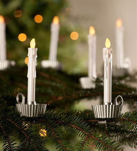 Set Of 6 Christmas Tree Clip Candles Brass Plow And Hearth