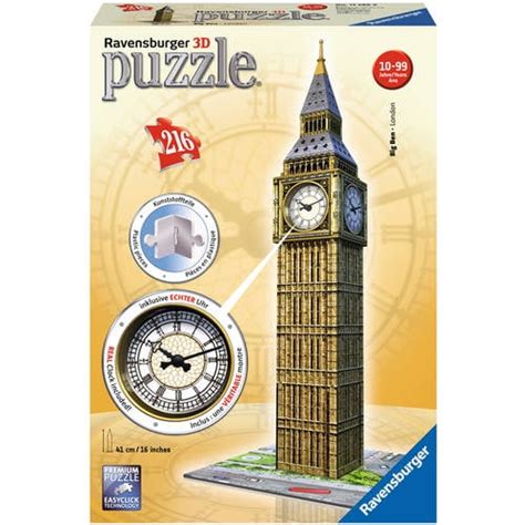 Ravensburger 3d Puzzle Big Ben With Working Clock 216 Piece Jigsaw