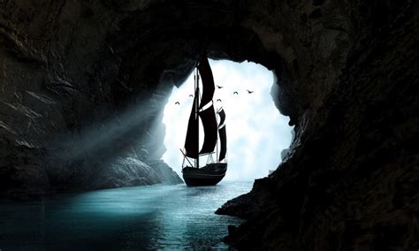 Boat Sailing Through A Cave Hd Wallpaper 800x480 Hd Wallpaper
