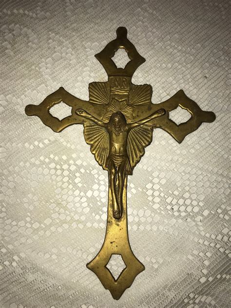 Vintage Brass Crucifix Vintage Brass Crucifix Intricate Brass Crucifix