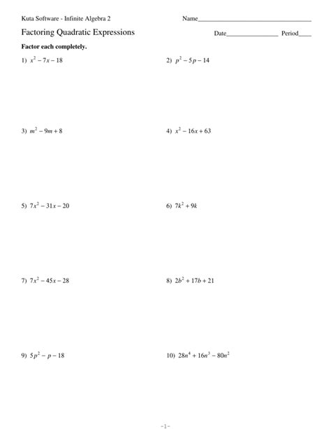 Factoring Quadratic Expressions
