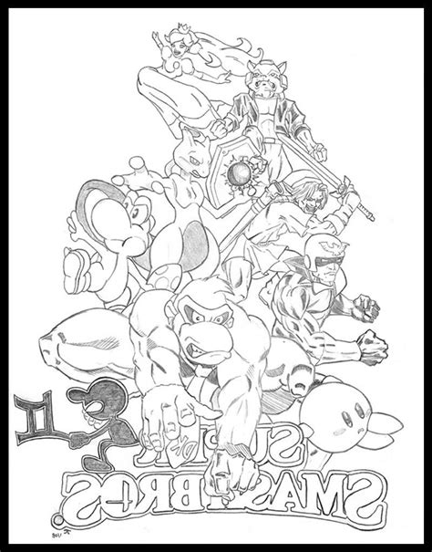 Super Smash Bros Bralw Free Colouring Pages