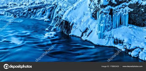 Hraunfossar Waterfalls In Detail Iceland Stock Photo By ©jagcz 178863430