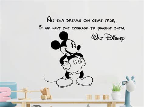Wall Decals All Our Dreams Quote Mickey Mouse Decal Vinyl Etsy