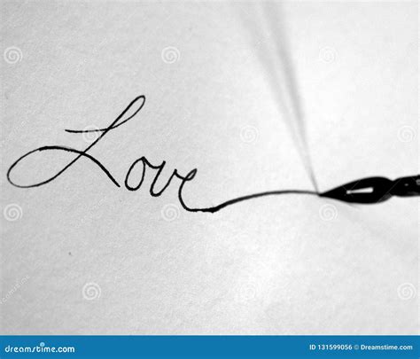 Love Written In Calligraphy Stock Photo Image Of Written Pens 131599056
