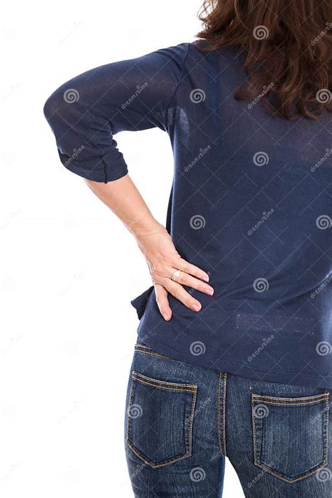 Woman Isolated With Backache Or Kidney Infection Stock Photo Image