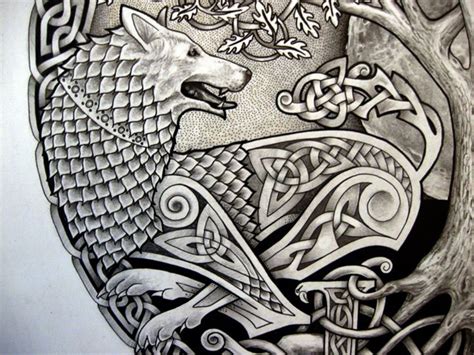 Celtic Wolf N Tree Tattoo Design Apanache