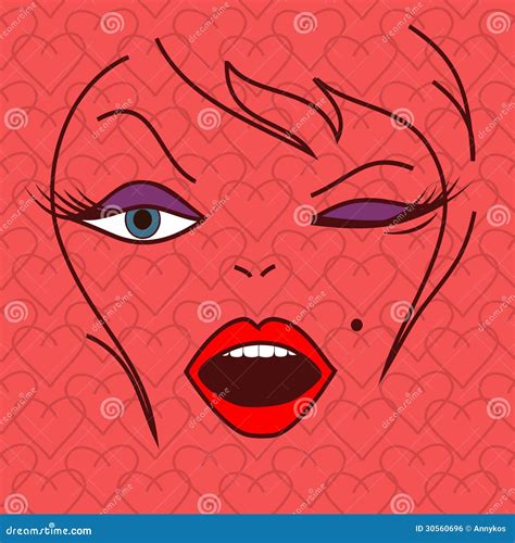 contour of pretty winking girl stock vector illustration of performer fatigue 30560696