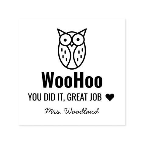 Encouragement Woohoo Owl Personalized Teachers Self Inking Stamp Zazzle