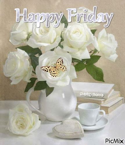 White Rose Happy Friday Animated  Pictures Photos And Images For