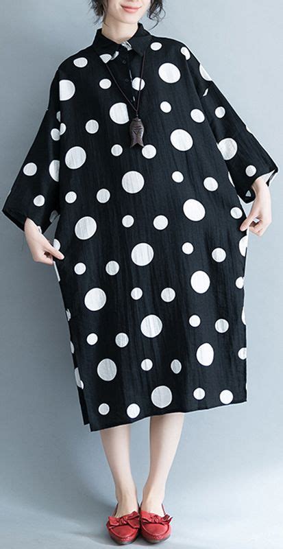 Polk Dot Print Plus Size Women Dress Summer Casual Loose Dresses Long