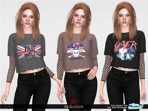 The Sims Resource Bands Shirt For Female 03