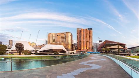 Adelaide City Skyline Viewed Across Torrens River Editorial Photography