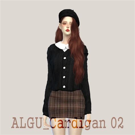 Sims4 Algu — 심즈4 니트 가디건 블라우스 Set 배포 Cardigan Clothes Women
