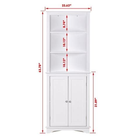 Spirich Bathroom Storagetall Corner Cabinet With 2 Doors And 3 Tier