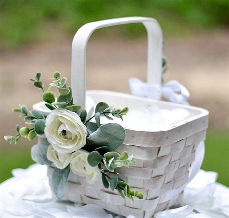 Flower Girl Basket White Willow Basket Flower Girl Basket And Ring