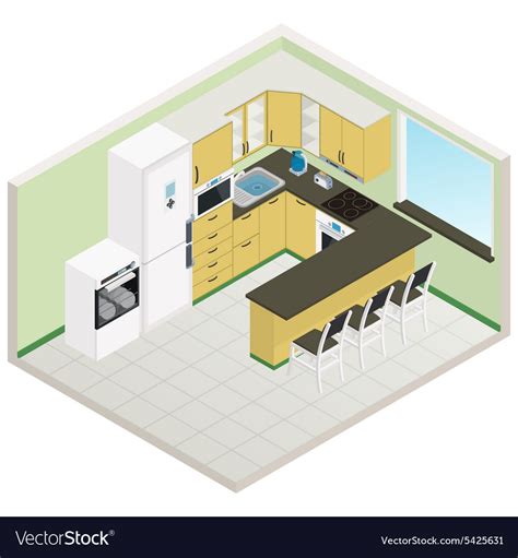 Isometric Kitchen Interior Royalty Free Vector Image