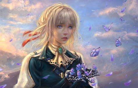 Chica Anime Violeta Evergarden Violet Evergarden Chica Anime Anime Artista Fondo De