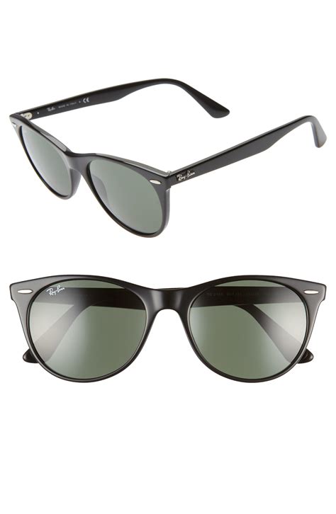 Ray Ban 55mm Round Wayfarer Sunglasses In Black Lyst