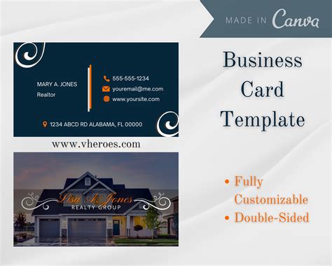 Canva Business Card Template Blue And Orange Etsy
