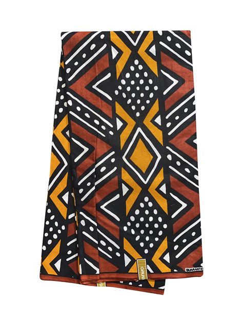 Brown Tan Black White Medium Mud Cloth Ankara African Print Fabric Per
