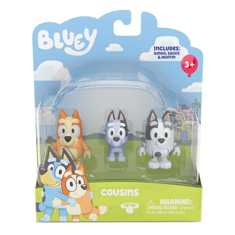 Bluey Cousins Bingo Muffin Socks Figurines 3 Pack True Blue Toys