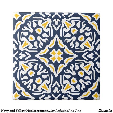 Navy And Yellow Mediterranean Pattern Tile Zazzle Tile Patterns
