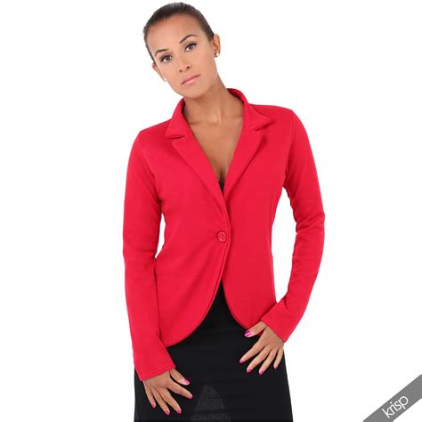 Krisp Womens Slim Fit Casual Smart Jersey Blazer Ladies Office Jacket