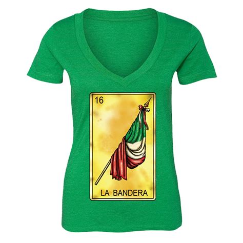 Xtrafly Apparel Women S La Bandera Loteria 16 T Shirt Chicano Mexico Flag Mexican Humor Tshirt