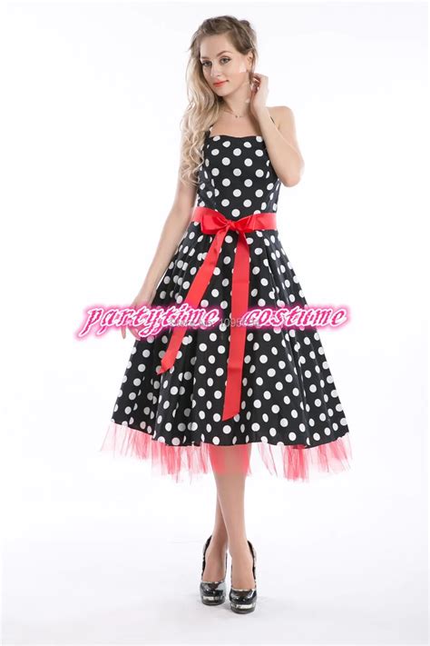Dropshipper Plus Size Dress 50s Style Pin Up Dress Retro Clothes Polka Dots Black White Cotton