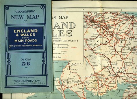 Geographia Large Scale Road Map Of England And Wales Showing Main Roads With Ministry Of