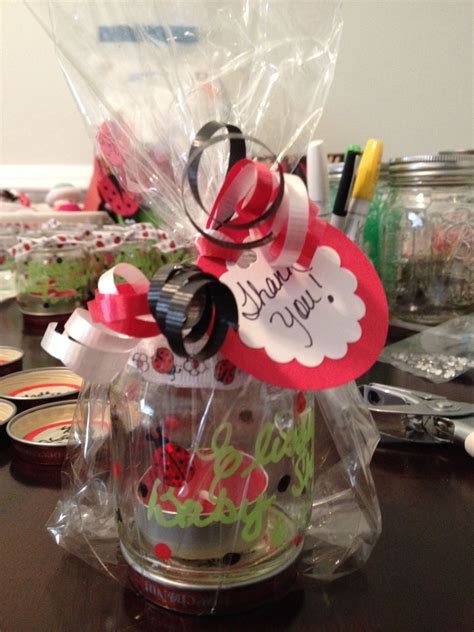 See more ideas about baby food jar crafts, jar crafts, baby food jars. Baby food jar Favors | Ladybug baby shower, Homemade gifts ...