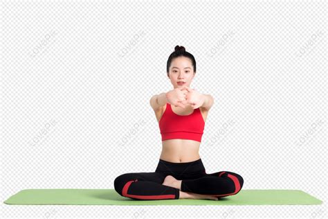 Gambar Wanita Duduk Di Atas Tikar Yoga Melakukan Latihan Peregangan Png Unduh Gratis Lovepik