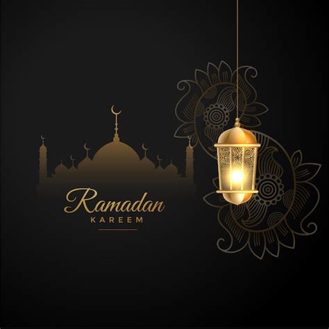 Free Vector Islamic Ramadan Kareem Wishes Greeting In Black And